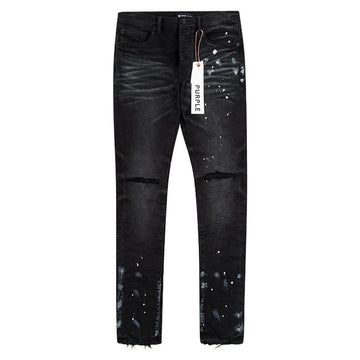 Purple Brand Black Resin Knee Slit Jeans