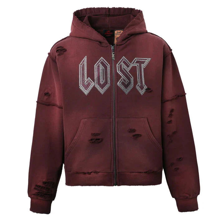 Lost Intricacy Rhinestone Zip Up 