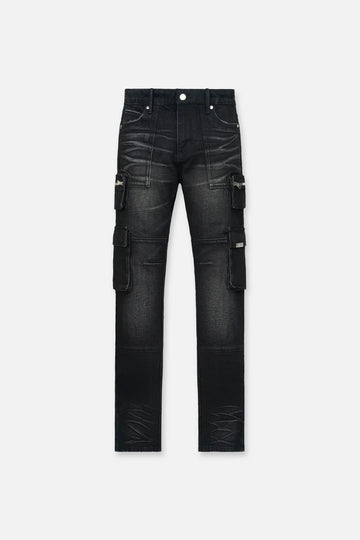 RTA Black Vintage Cargo Jeans