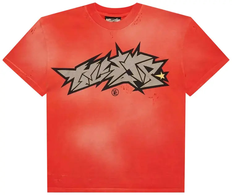 Hellstar Red Crack Print T-Shirt