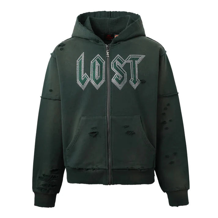 Lost Intricacy Rhinestone Zip Up 