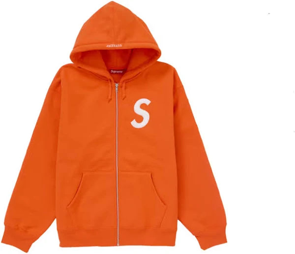 Supreme S Logo Zip Up Hooded Sweatshirt Bright Orange (FW24)