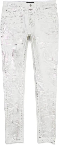 Purple Brand White x Ray Iridescent Wave Foil Jeans